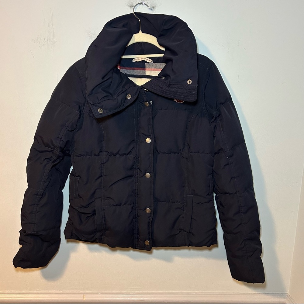 Vintage Hollister Navy Blue Down Feather Puffer Jacket Size Medium